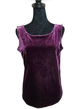 Double D. Ranch Purple Scoopneck Velvet Stretch Sleeveless Tank Size S